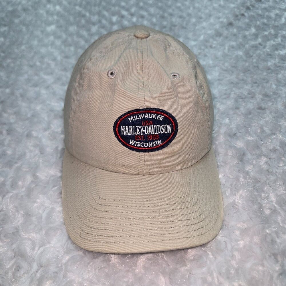 Harley-Davidson Milwaukee USA Est. 1903 Wisconsin Baseball Hat Mens Beige 2000s